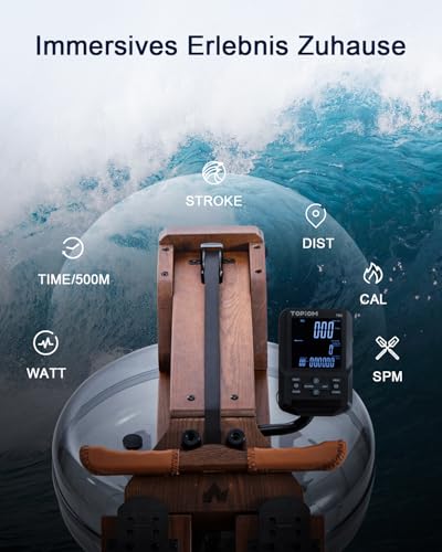 Oak Wood Water Rowing Machine with Monitor P6142