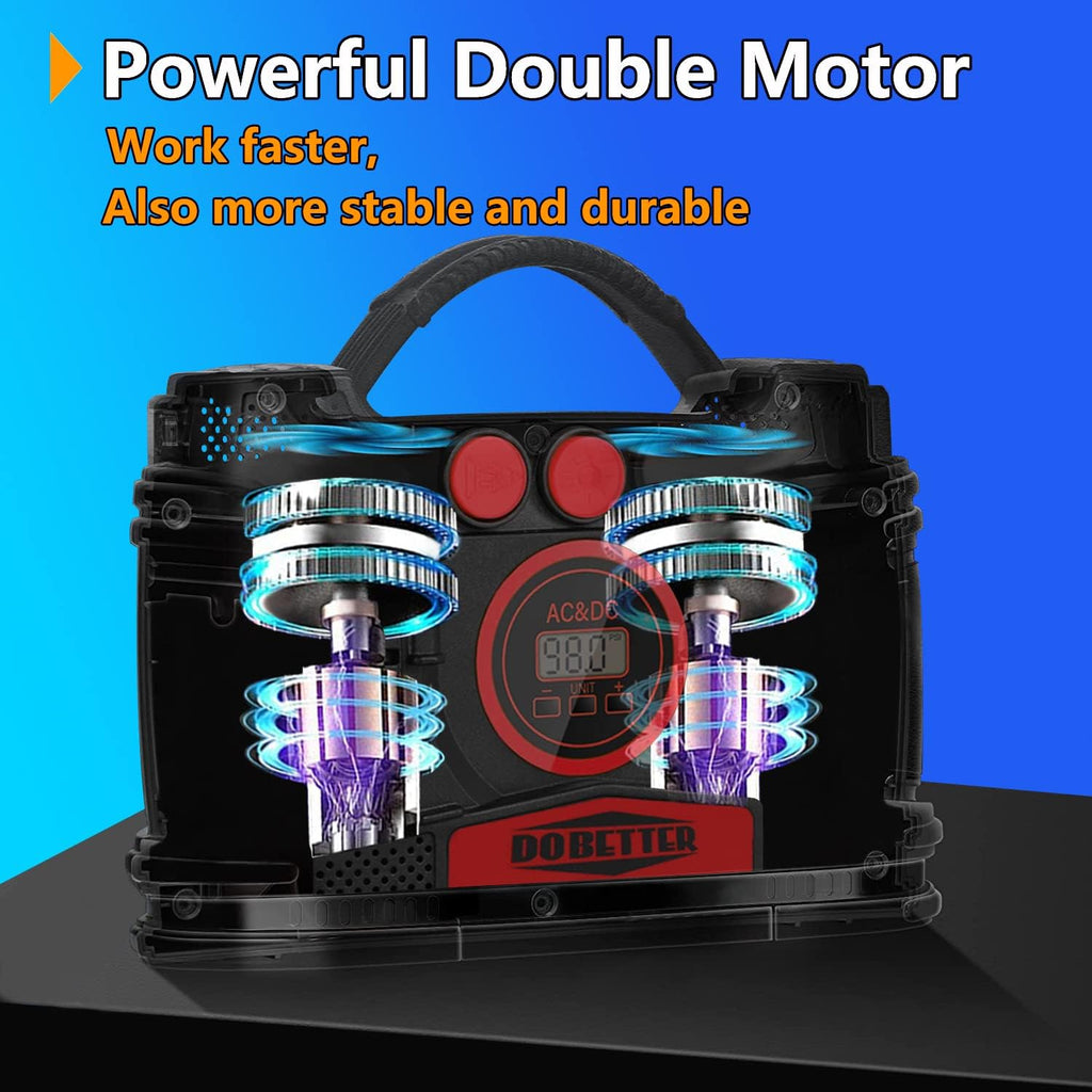 Portable Air Compressor Pump 12V DC 110V AC Tire Inflator Z739776