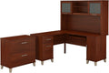 L Shaped Desk with Hutch and Lateral File Cabinet Q393457