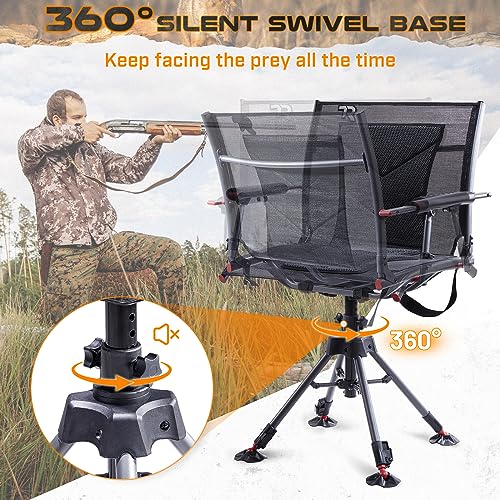 360 Degree Swivel Hunting Chair, 400 lbs Capacity, 4 Legs Height Adjustable, Padded Seat B89499