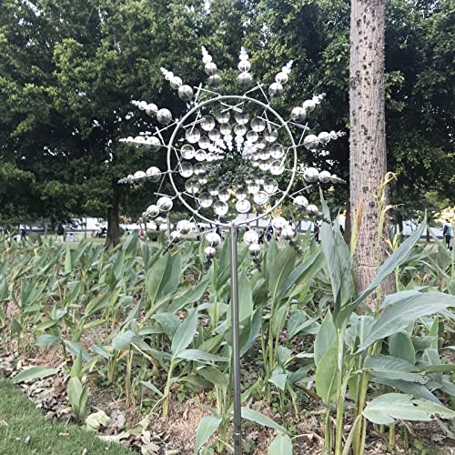 Stainless Steel Kinetic Wind Spinner Garden Stake Q138