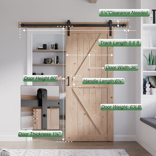 48in x 80in Sliding Wood Barn Door with 8FT Barn Door Hardware Kit H309