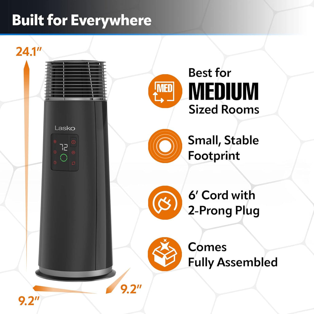 Black 1500W Oscillating Ceramic Tower Heater F245