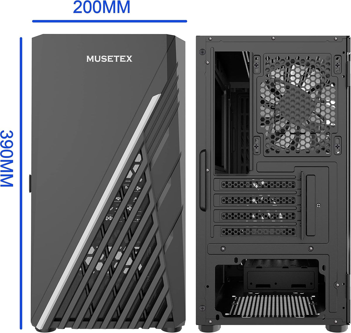 Black Micro-ATX PC Case with LED ARGB Fan K4005