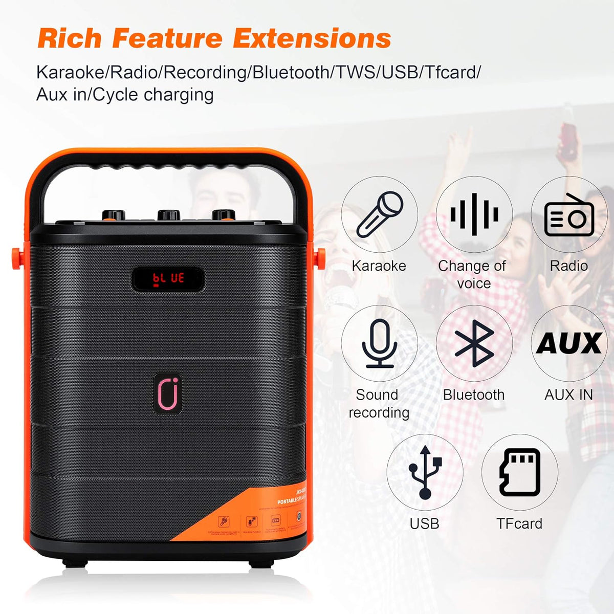 Rechargeable Portable Bluetooth Karaoke Machine with Microphone H1342