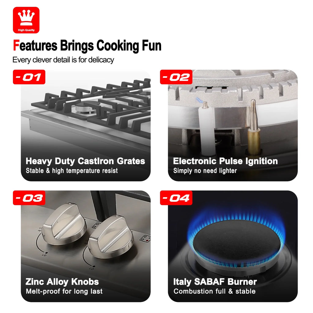 Stainless Steel 5 Burner Gas Cooktop F363611