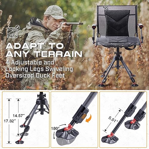 360 Degree Swivel Hunting Chair, 400 lbs Capacity, 4 Legs Height Adjustable, Padded Seat B89499