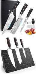 3 PCS German High Carbon Stainless Steel Chef Knife Set with Magnetic Knife Block I2328