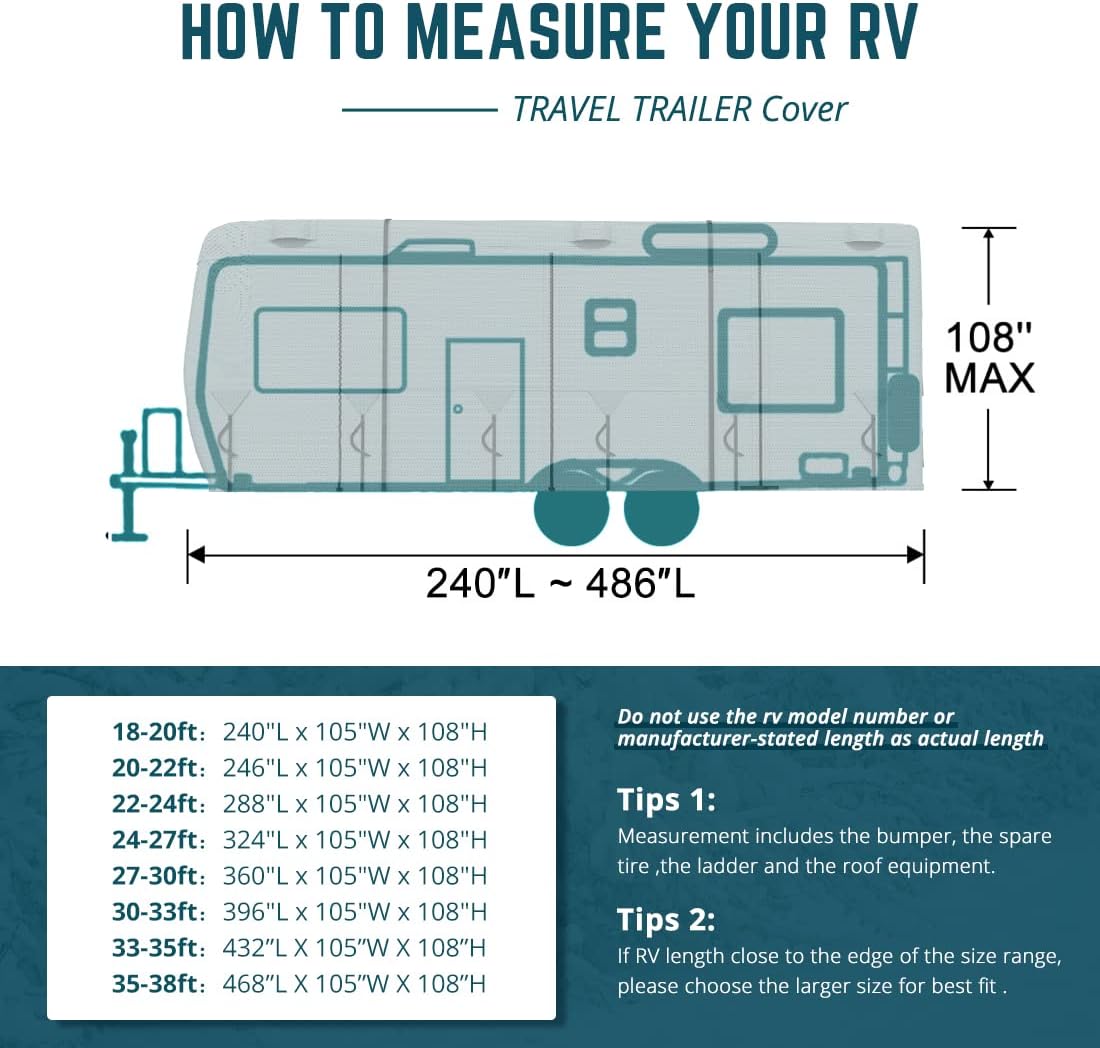 5 Layers Water-Proof RV Cover 24-27ft with Straps & Tire Covers B856