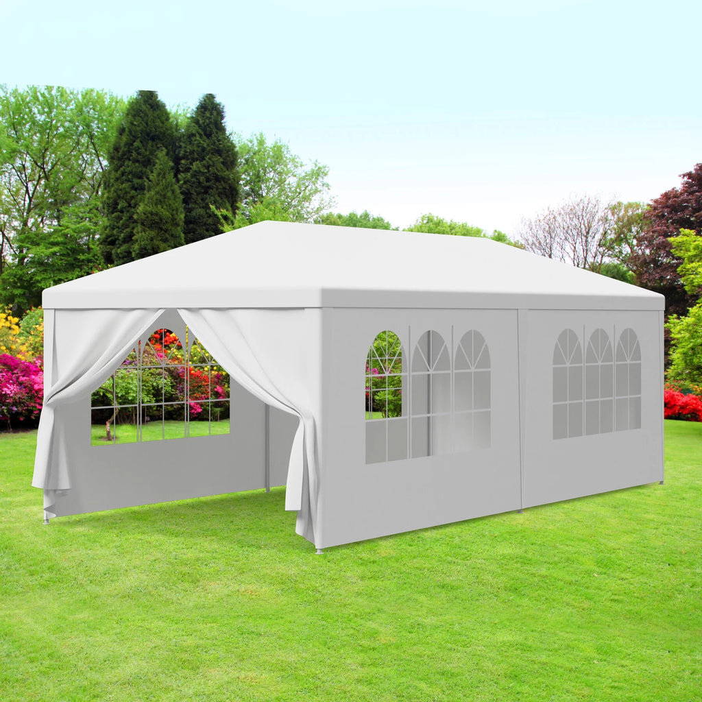 White 10x20FT Outdoor Gazebo Canopy Tent with 6 Removable Walls U73567