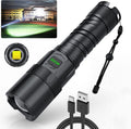 Rechargeable LED Flashlight 100000 High Lumens 5 Modes Zoomable IPX6 Waterproof A58304