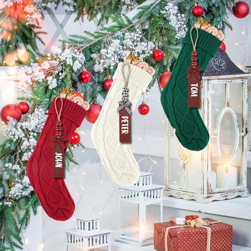 18Inch Cable Knitted Christmas Stockings in Red, White, Green T5988