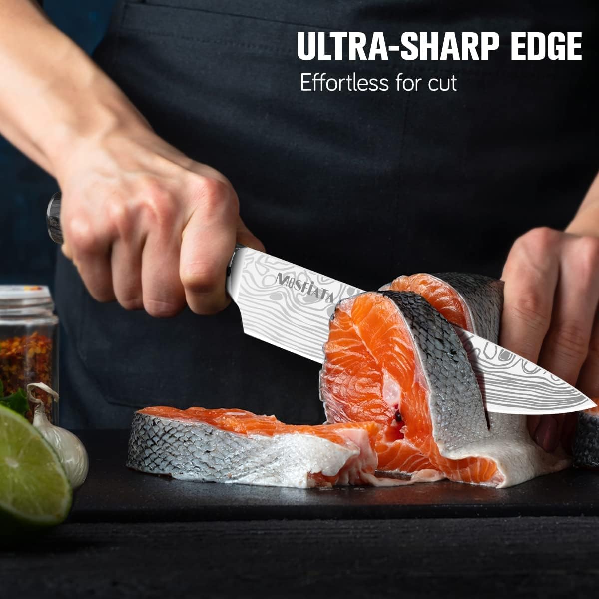 3 PCS German High Carbon Stainless Steel Chef Knife Set with Magnetic Knife Block I2328