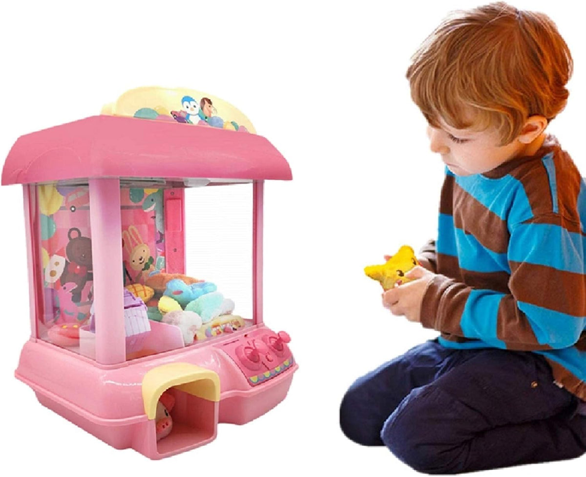 Claw Machine with 12 Dolls, Remote Control, USB Cable, Pink O2746