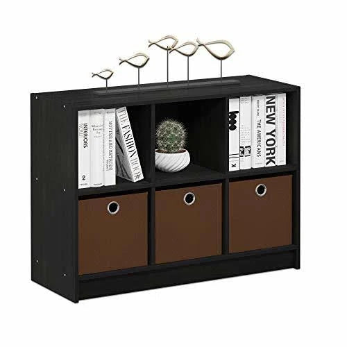 Americano Medium Brown 3x2 Bookcase Storage with Bins U76173