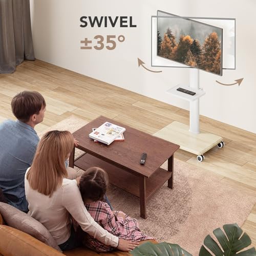 Portable Rolling Floor TV Stand with Wheels, Height Adjustable for 27 to 65 Inch TVs P58904