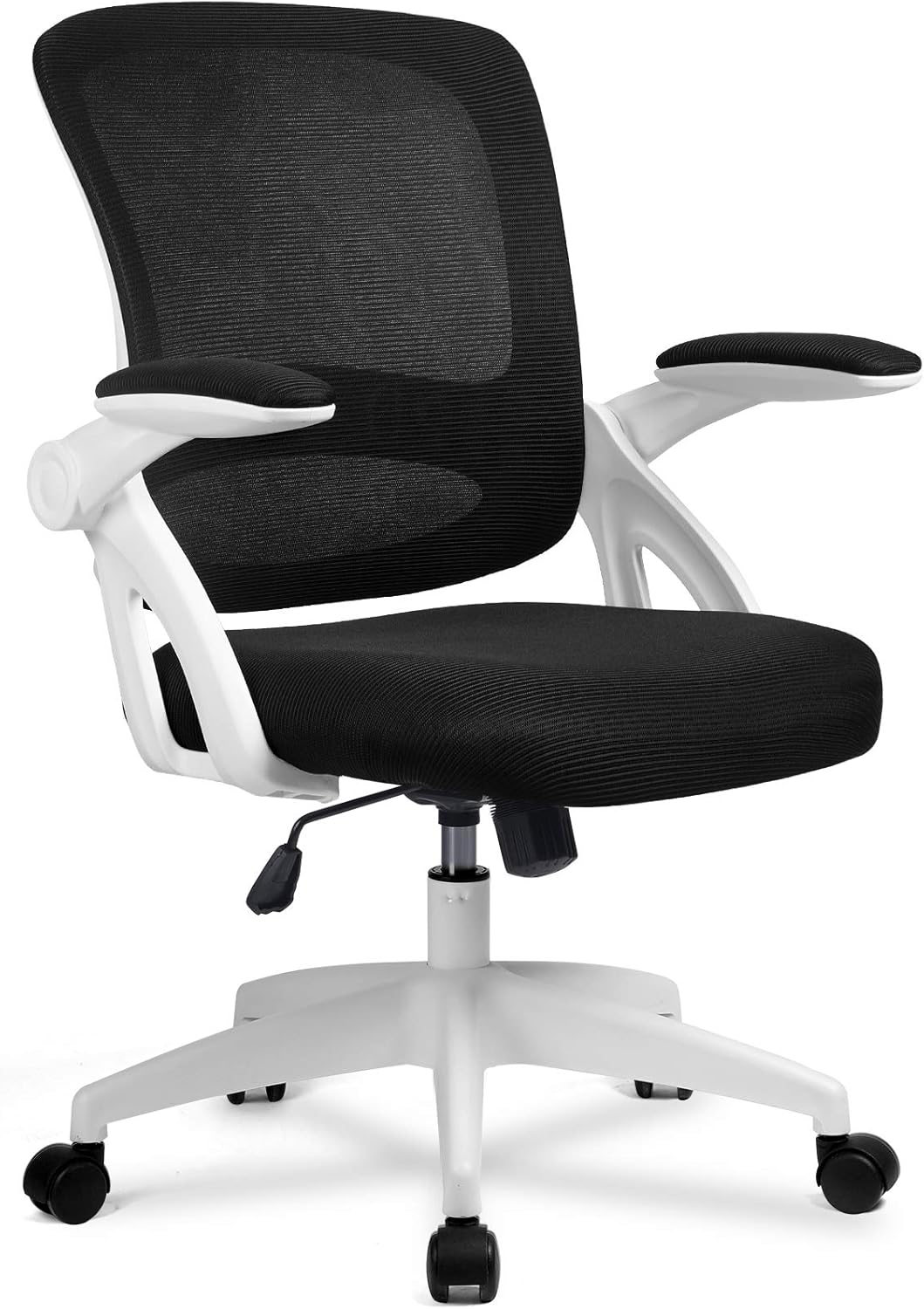 White Ergonomic Mesh Office Chair with Flip Up Armrest B61783