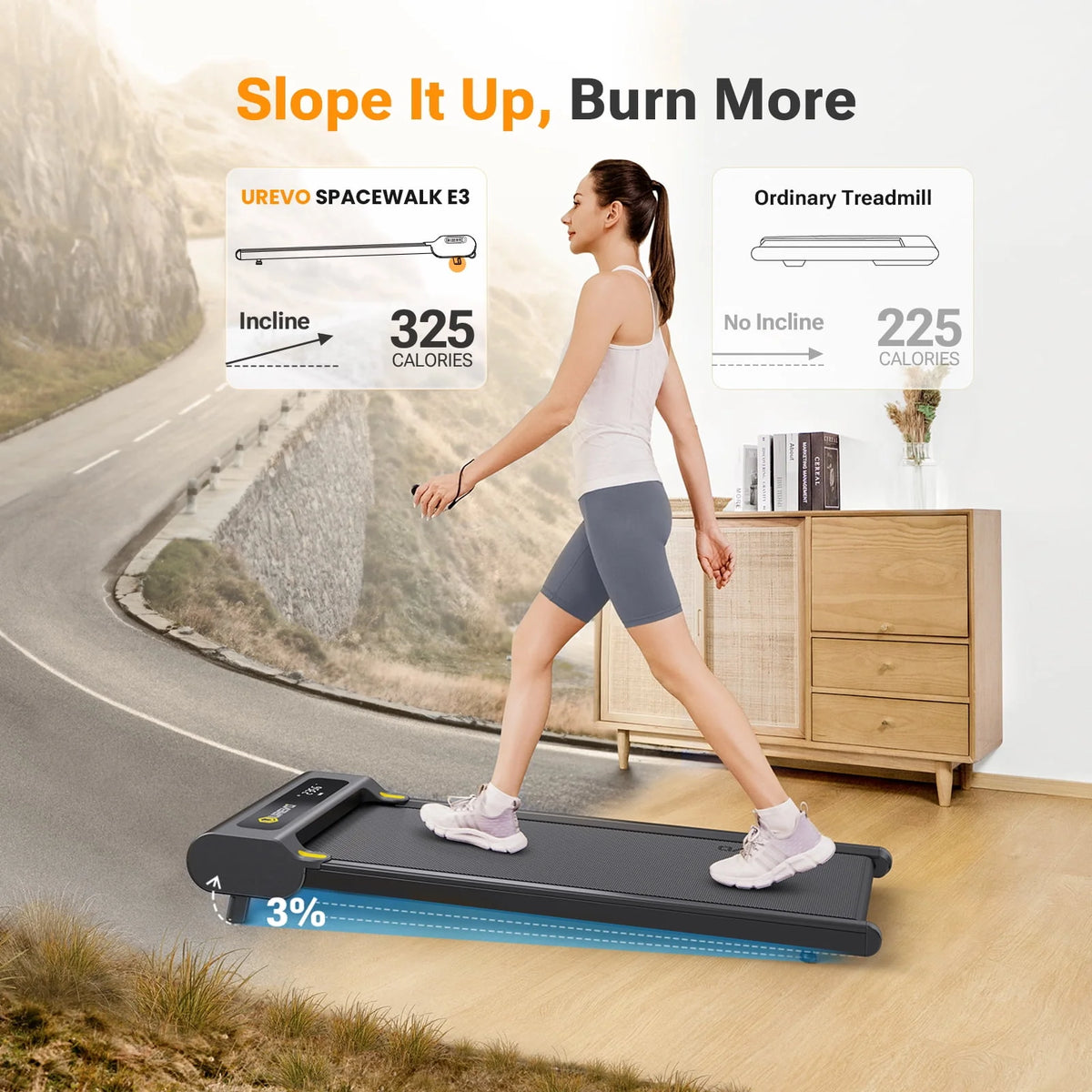 Walking Pad with Incline Under Desk Treadmill M68010