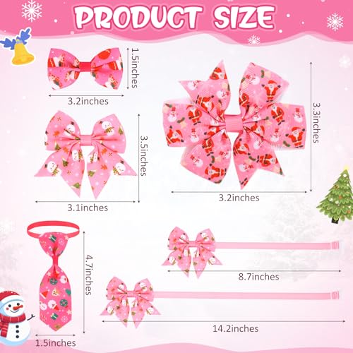48 Pcs Pink Christmas Dog Bandanas Bow Collars and Ties Set Y311181
