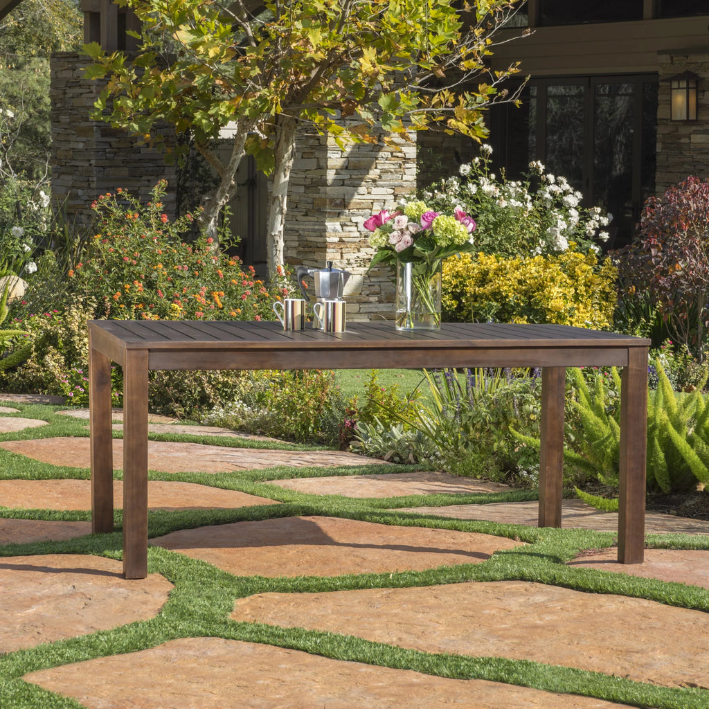 Dark Brown Acacia Wood Rectangular Dining Table X571