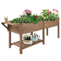 Raised Garden Bed with Legs, Lockable Wheels, Storage Shelf, Liner D5303
