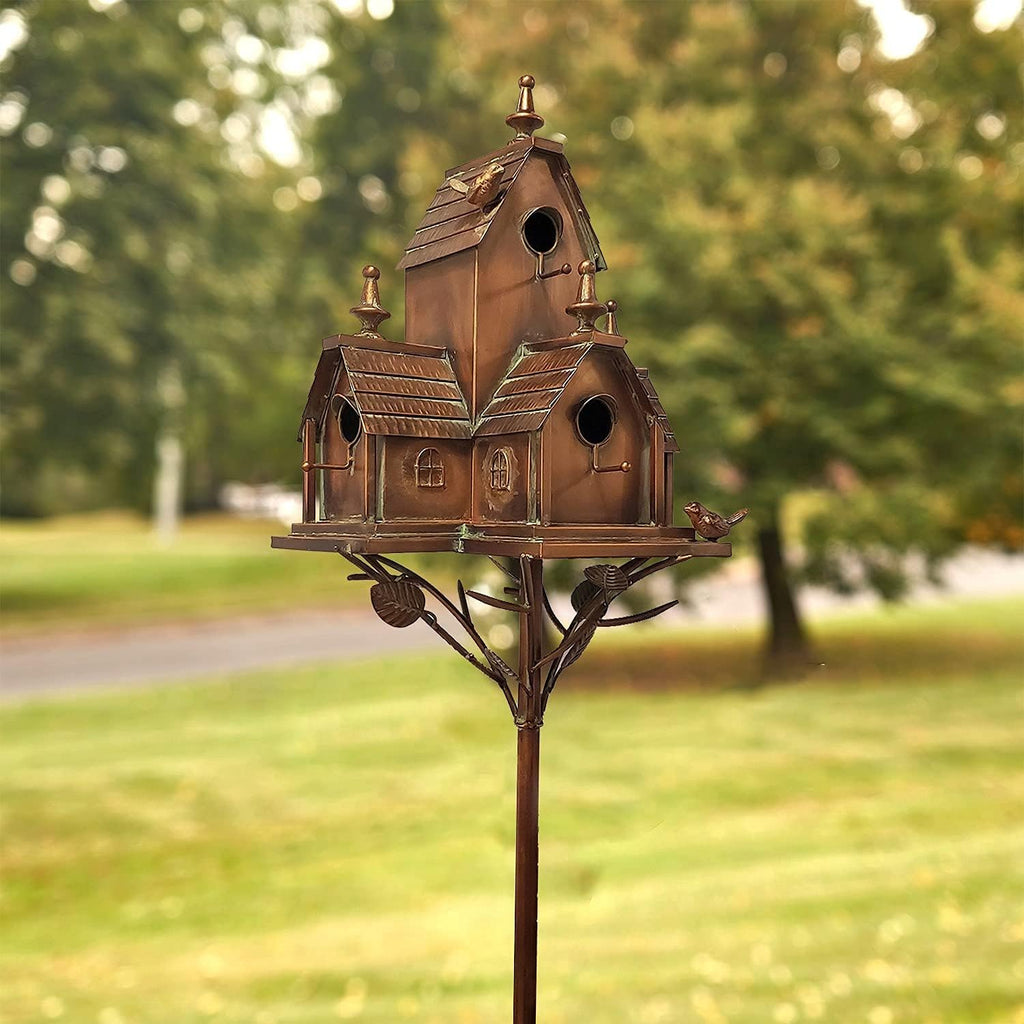 Large Copper Colored Multi-Birdhouse Stakes M117296