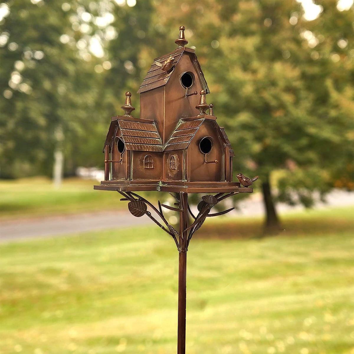 Large Copper Colored Multi-Birdhouse Stakes M117296