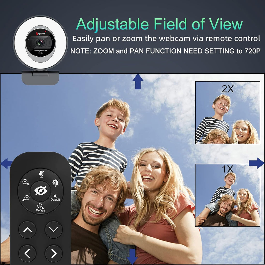 60FPS 1080P Streaming Webcam with Ring Light and Privacy Cover S764971