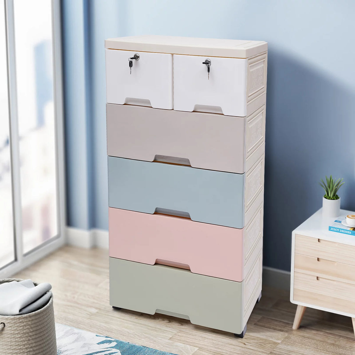 6 Drawer Storage Cabinet with Lock Z327