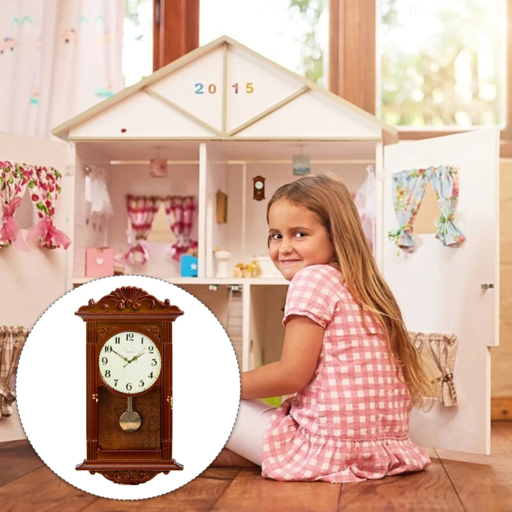 Metal Dollhouse Hanging Clock Toy Doll Furniture J2278