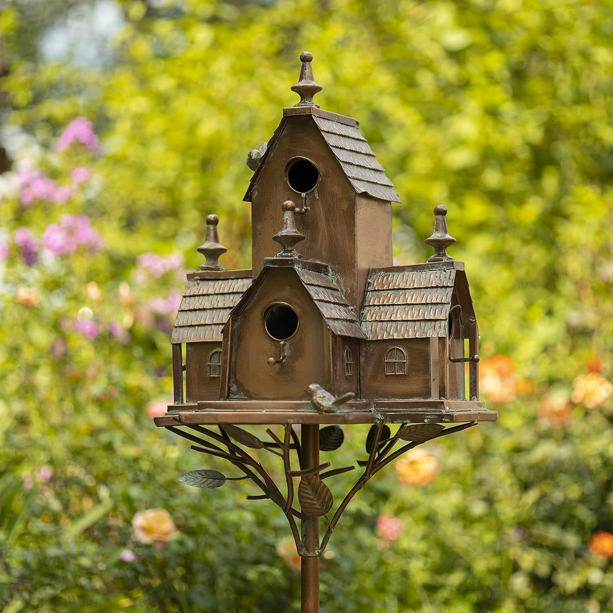 Large Copper Colored Multi-Birdhouse Stakes M117296