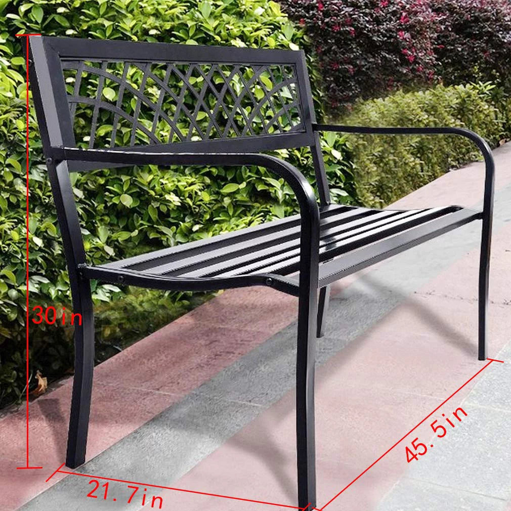 Black Steel Garden Bench E857