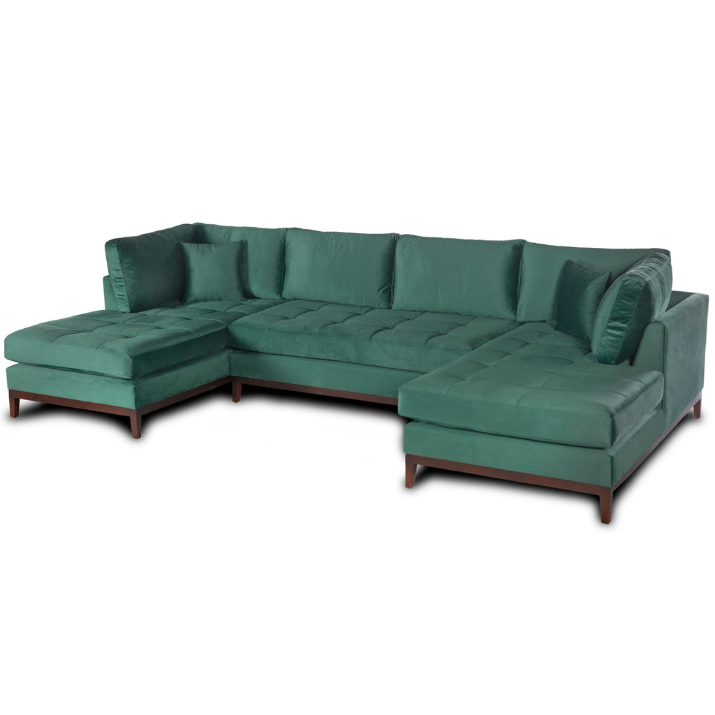 Green Velvet U Shape Sectional Couch G79724