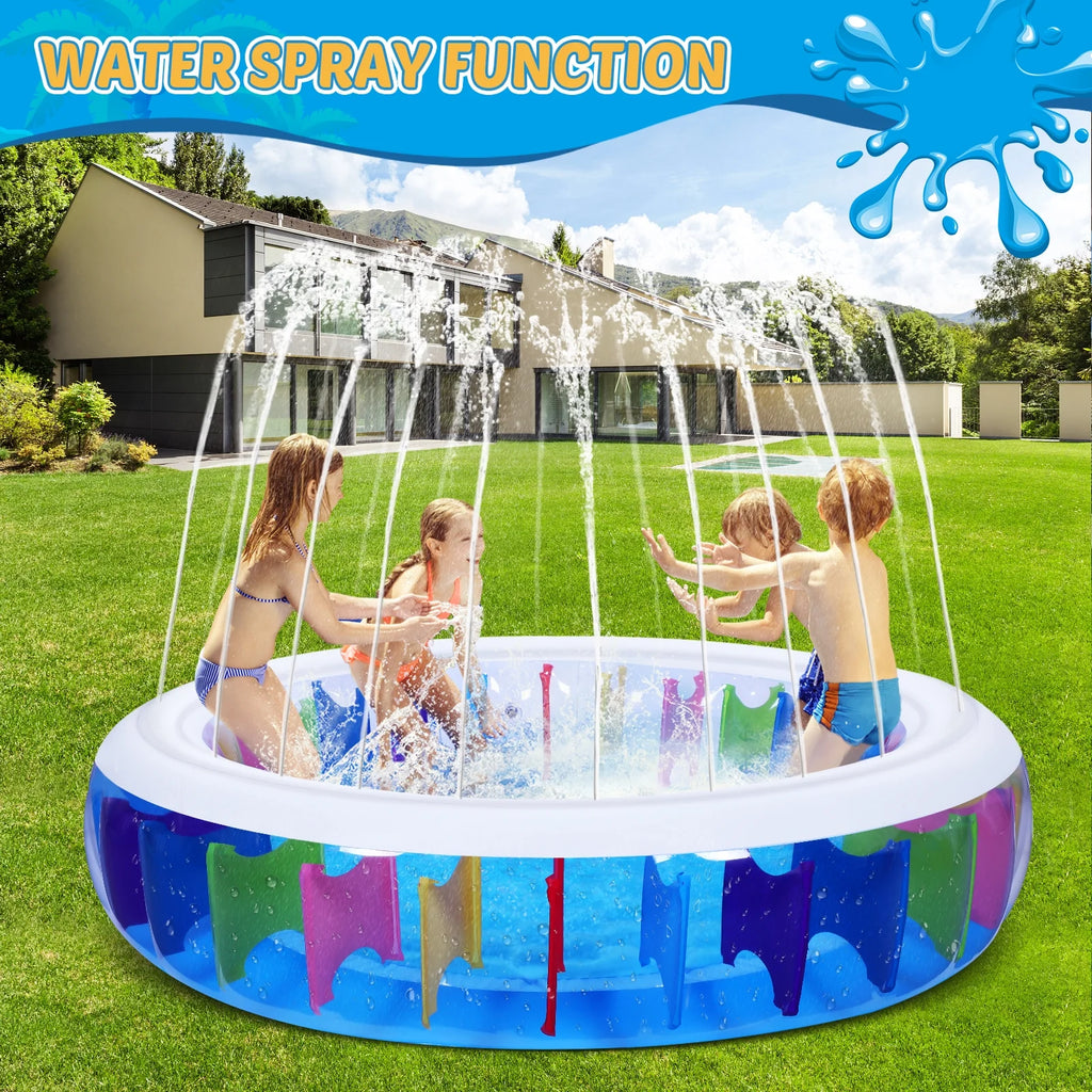 Inflatable PVC Pool with Sprinkler 180 x 180 x 40 cm D12499