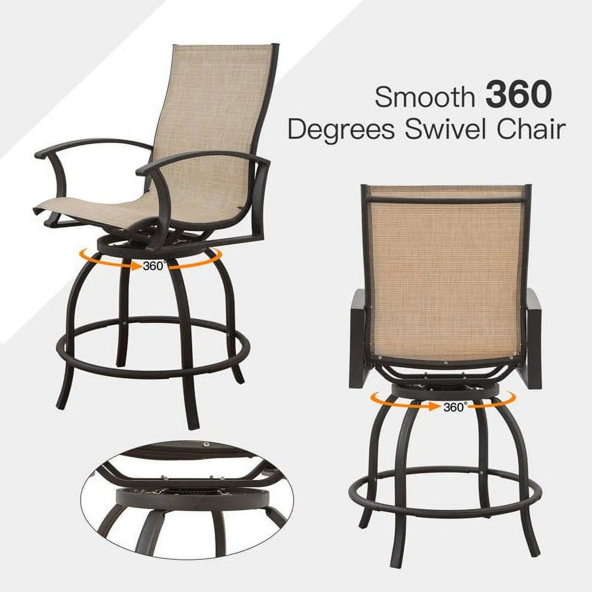 3 Piece Swivel Bar Stools and Table Patio Bistro Set V60991