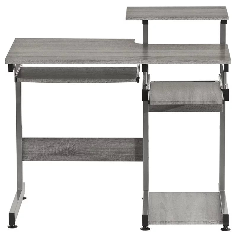 Contemporary Gray Engineered Wood Computer Desk J284