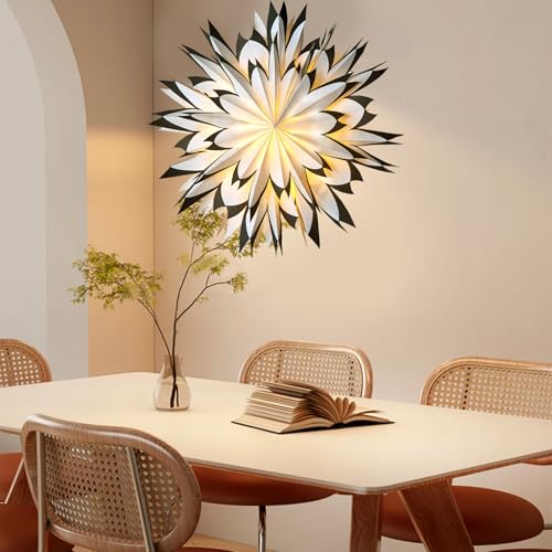 3 Pcs 9-Pointed White Paper Star Lanterns 12 Inch Hanging Lampshade G8505