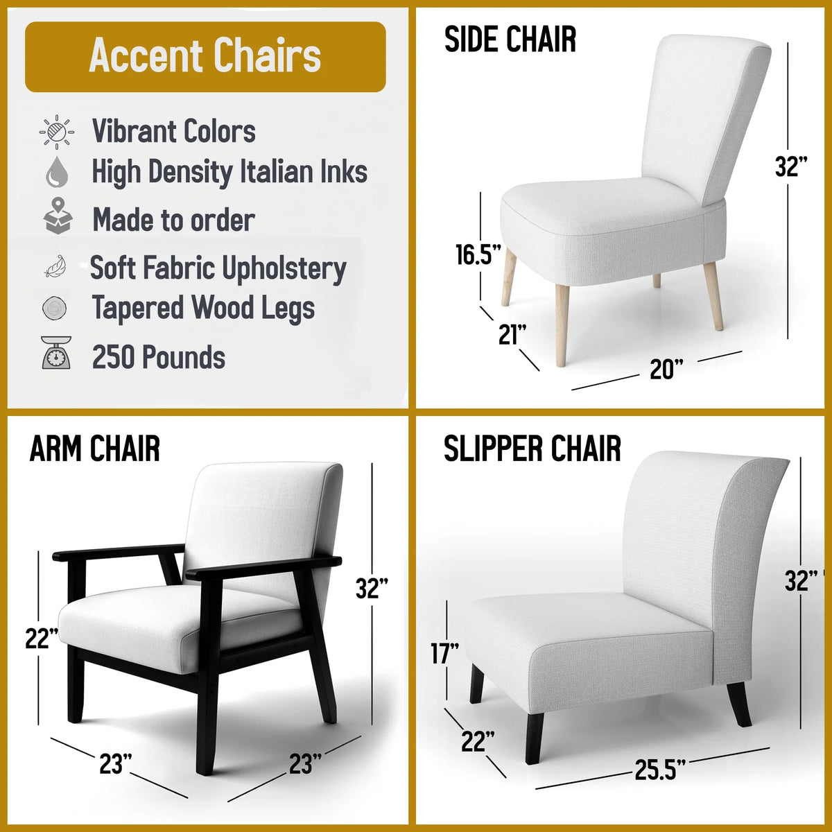 Upholstered Patterned Accent Chair and Arm Chair V13011