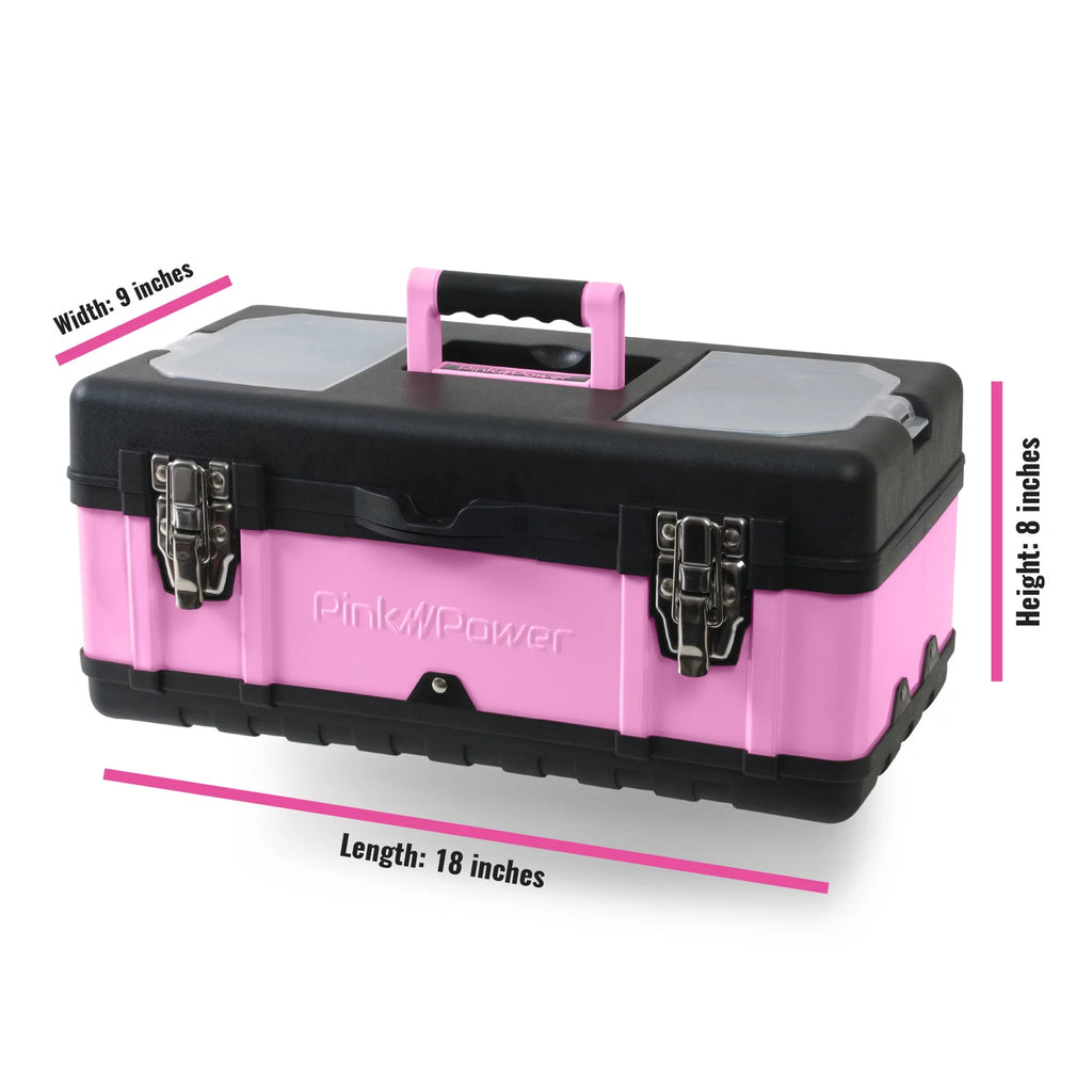 Pink 18” Metal Portable Locking Tool Box K666996