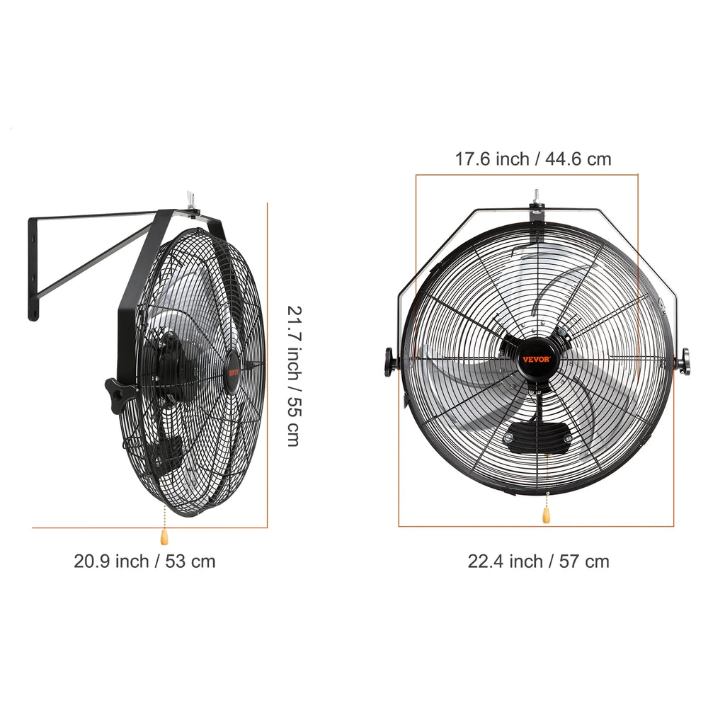 Wall Mount Oscillating Fan 17.6'' 3 Speed Waterproof U990017