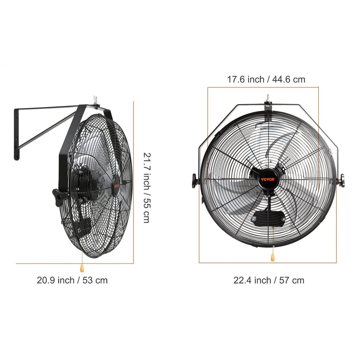 Wall Mount Oscillating Fan 17.6'' 3 Speed Waterproof U990017