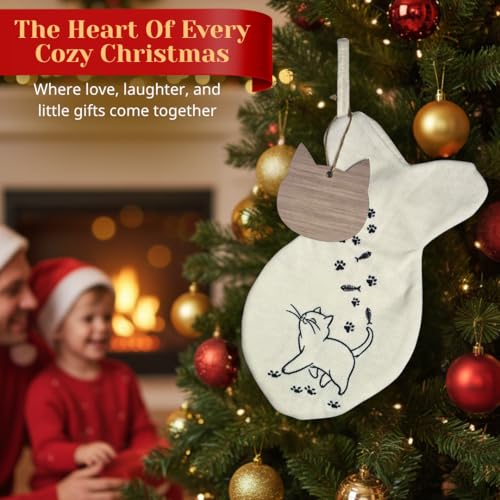 Cat Christmas Stocking with Paw Print Design W12009