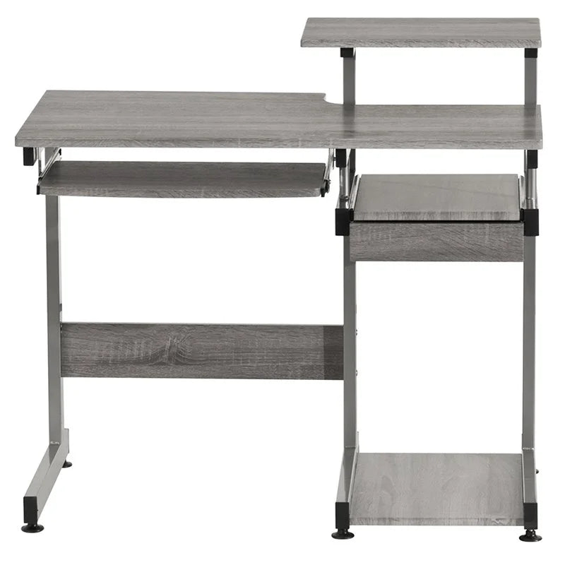 Contemporary Gray Engineered Wood Computer Desk J284