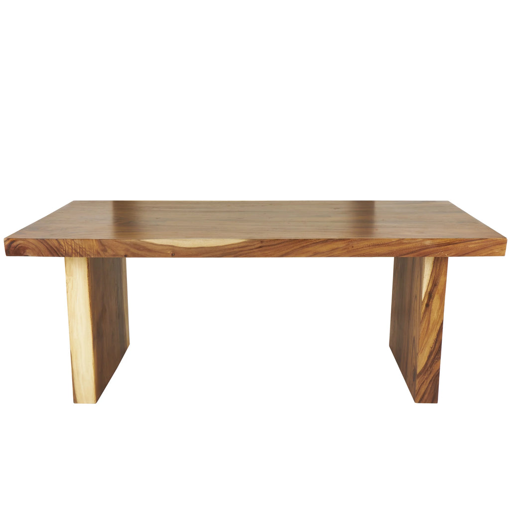 Brown Wood Dining Table with Block Style Base G79111