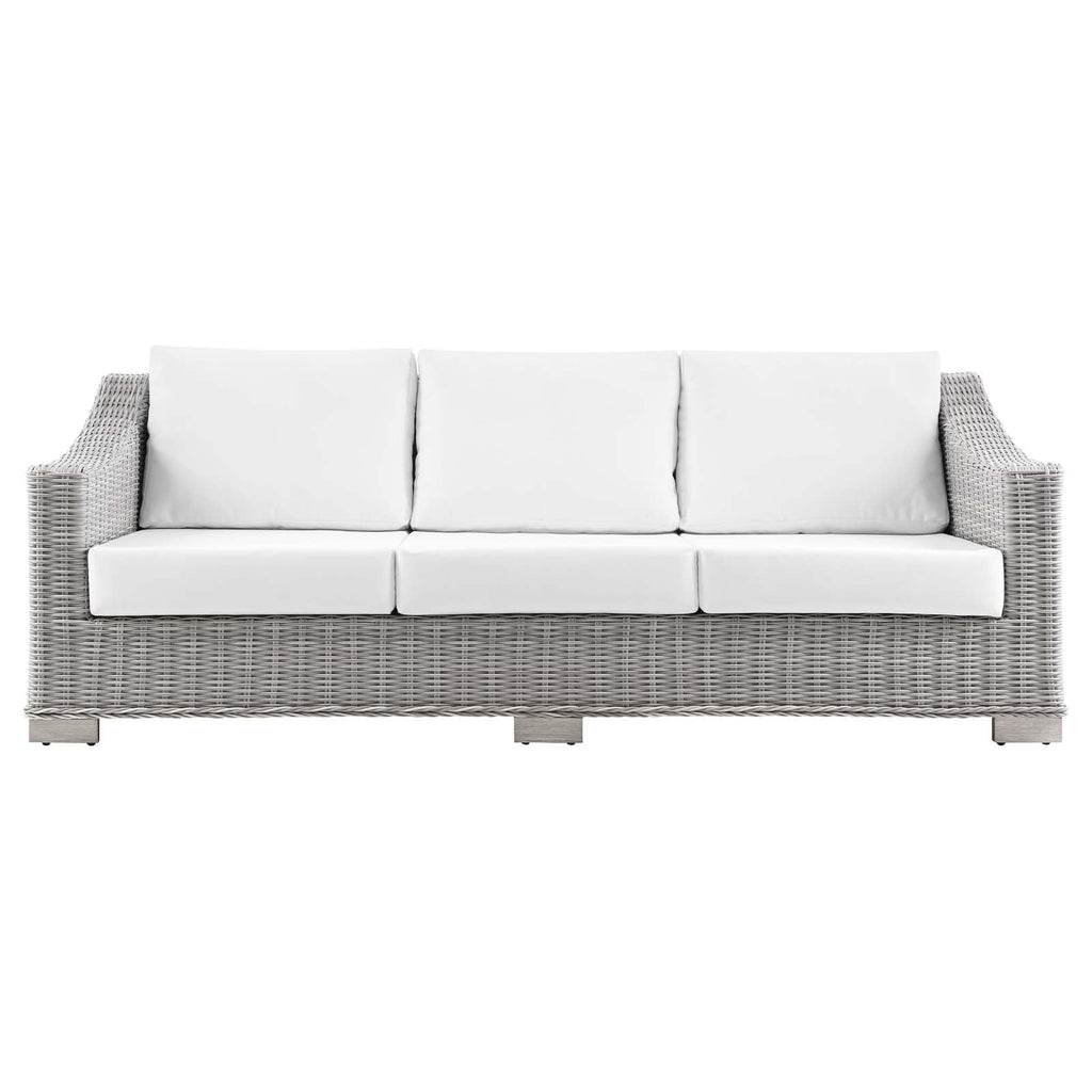 Light Gray Wicker Rattan Outdoor Sofa K172121