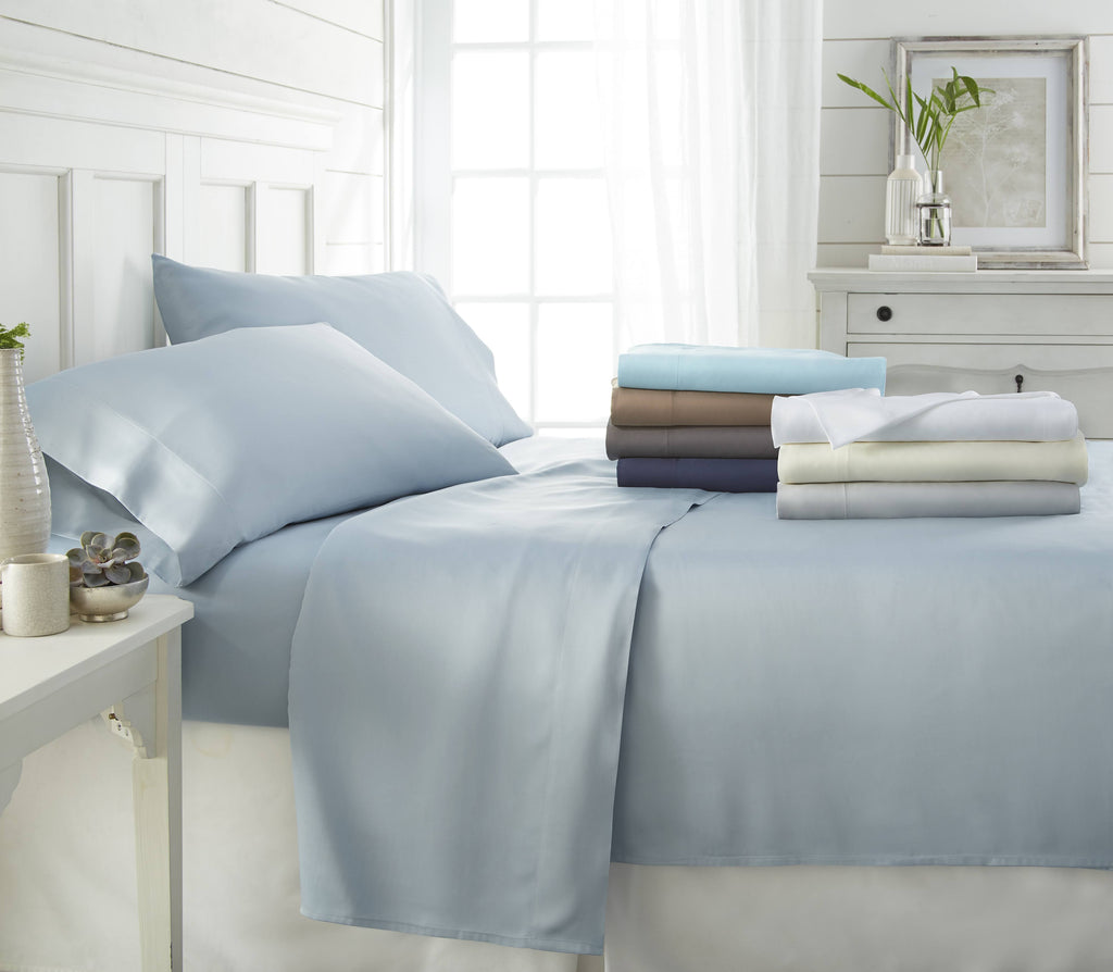 4 Piece Bamboo Bed Sheet Set, California King, White V52303