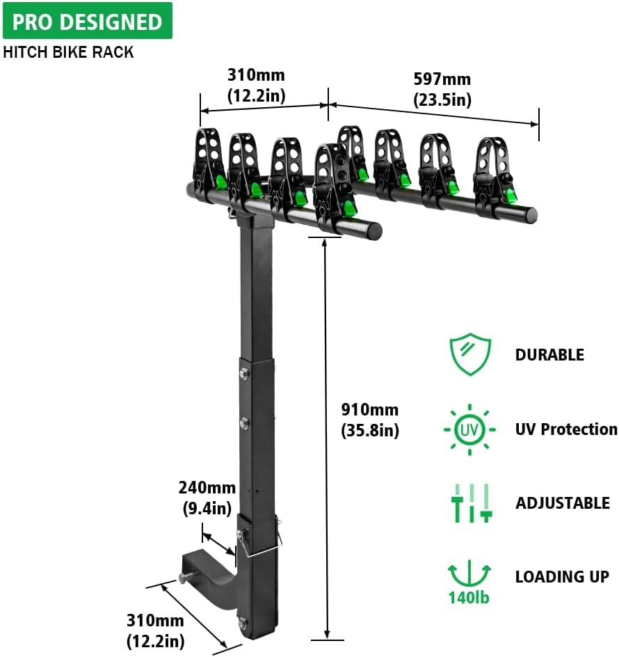 4 Bike Hitch Rack with 2-Inch Receiver Double Foldable Rack U492