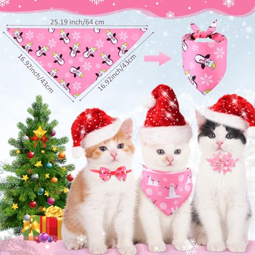 48 Pcs Pink Christmas Dog Bandanas Bow Collars and Ties Set Y311181