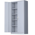 72" Black Locking Steel Storage Cabinet with 4 Adjustable Shelves L5421