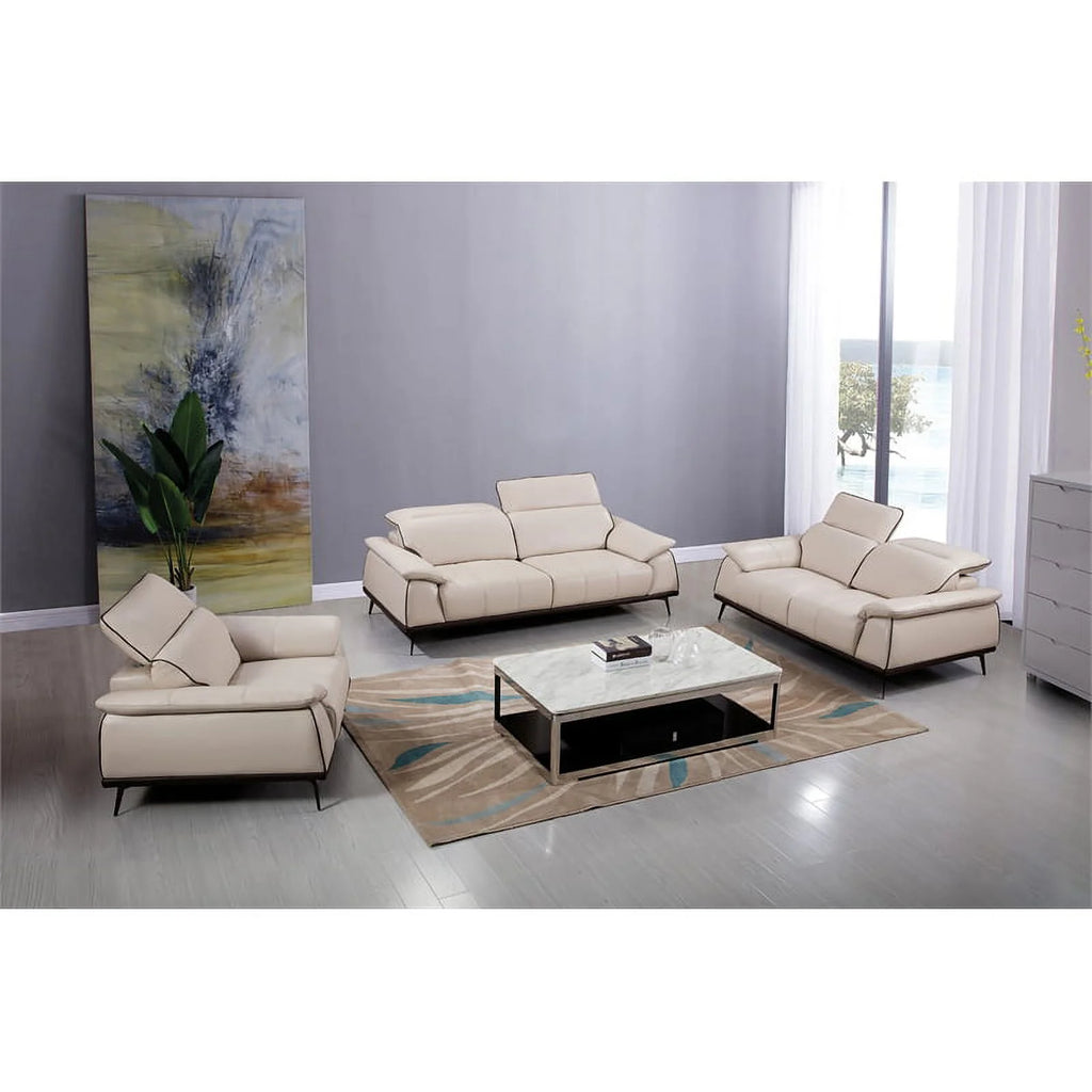 Beige Leather Loveseat L713113